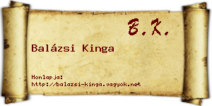 Balázsi Kinga névjegykártya